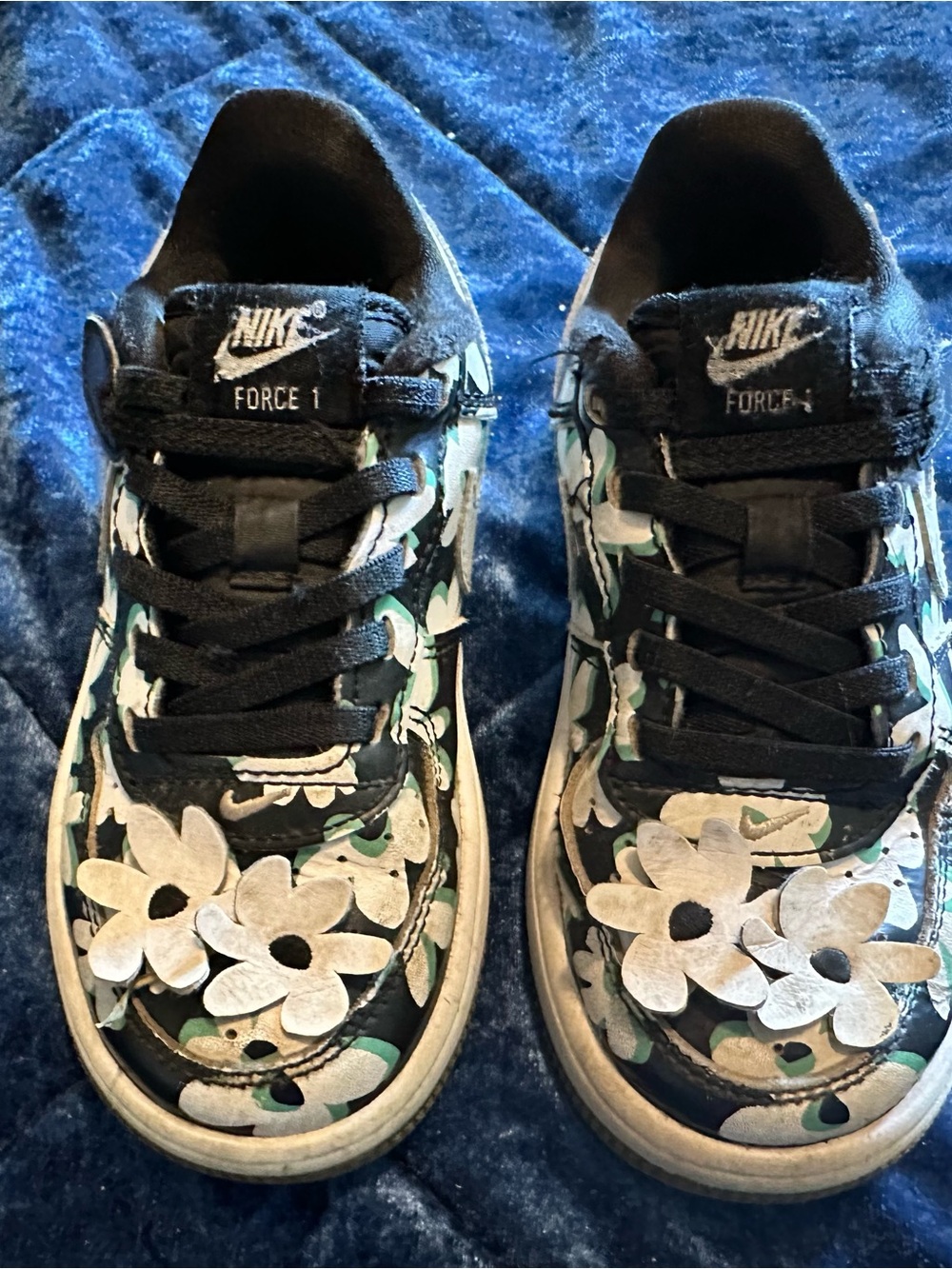 Nike Kids Floral Low-Top Sneakers - Black/Green/White